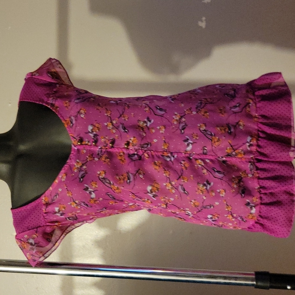 SOLD. Belle du Jour "Into the Woods" Semi-Sheer Tie-Waist Top - Picture 2 of 12